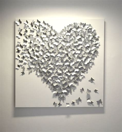 3D Silver Butterfly Art - Hollywood Regency Glam / Modern Statement ...