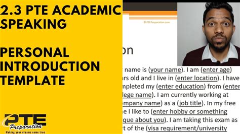 2.3 PTE Academic Speaking - Personal Introduction Template - YouTube