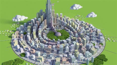 Futuristic city 3D Model in Cityscapes 3DExport