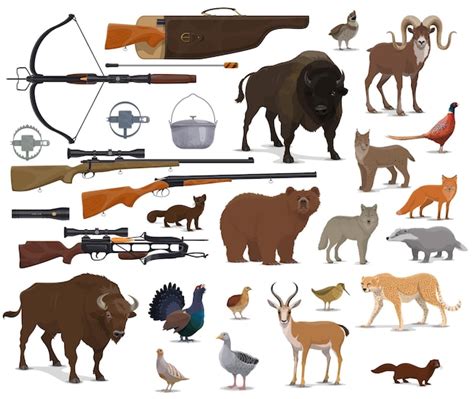 Premium Vector | Hunting ammo hunter trophy animals