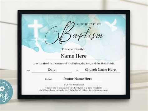 11x8.5 Baby Baptism Certificate Baptism gift Certificate of | Etsy