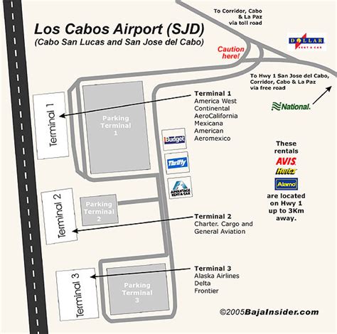 Los Cabos Mexico Airport Map, Terminal Information, Airlines location