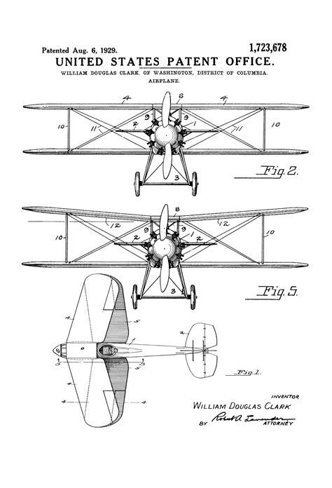 Biplane Patent Print – Vintage Airplane, Airplane Blueprint, Airplane ...