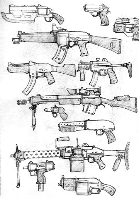 Many guns in 2020 (With images) | Guns drawing, Guns sketch, Military ...