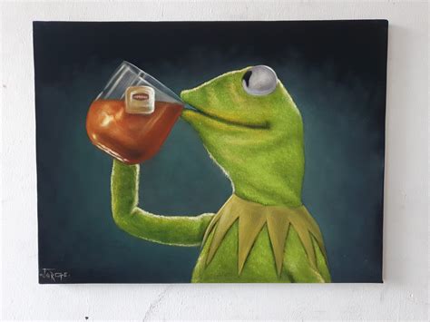 Kermit the Frog Drinking Tea Meme : Original Oil Painting on - Etsy