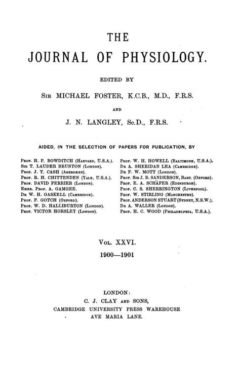 The Journal of Physiology: Vol 26, No 1-2