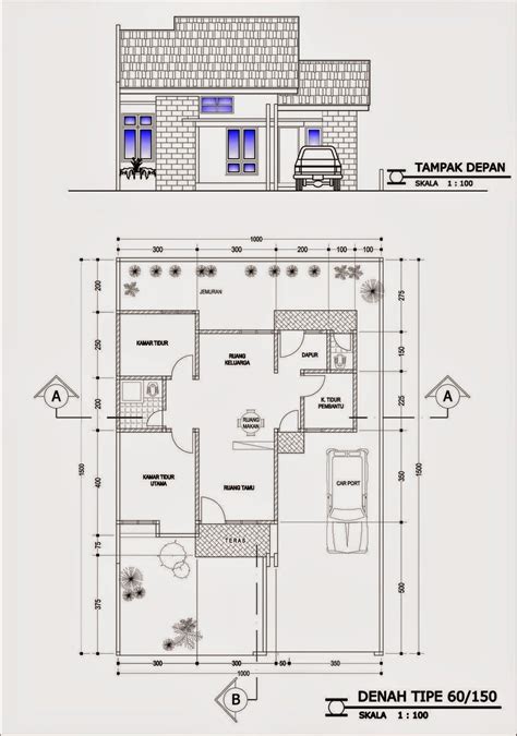 Denah Rumah Type 45 Lengkap - Desain Rumah Baru