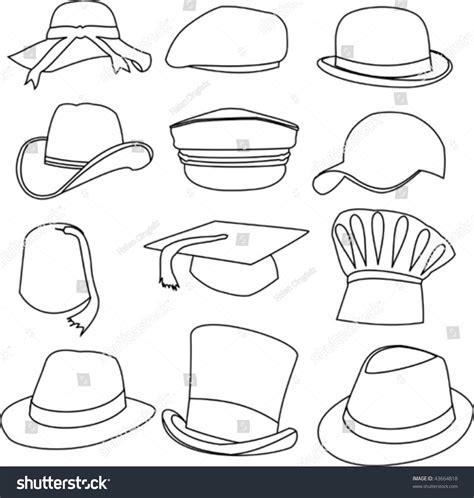 Lots Hats Line Style Drawing 库存矢量图（免版税）43664818 | Shutterstock