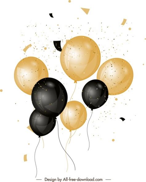 Balloons background shiny black yellow design Vectors graphic art ...