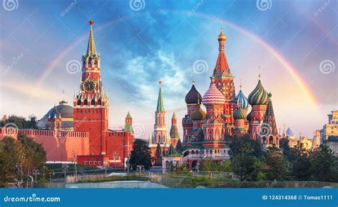 Moscow - Panoramic View of the Red Square with Moscow Kremlin an Stock ...