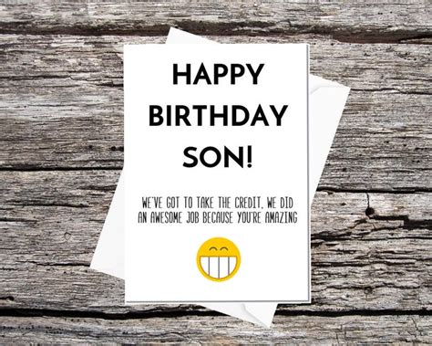 Son birthday card funny son card son card from mum and dad | Etsy