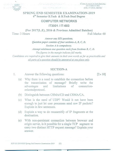 6th Sem End Semester Exam-2019 - Computer Networks - Studocu