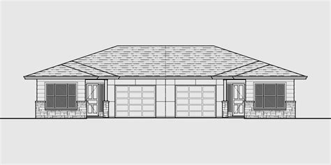 Modern Prairie Style Ranch Duplex Home Plans, D-623 | Bruinier & Associates