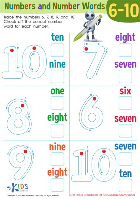 Numbers And Number Words 6–1 Worksheet: Free Printable, 54% OFF