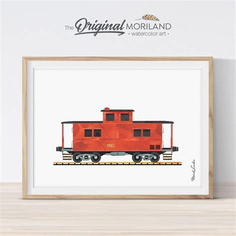 Red Caboose Print - Printable Art in 2020 (With images) | Train decor ...