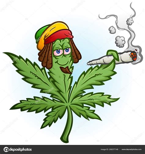 Cheerful Marijuana Vector Cartoon Character Getting High Smoking Huge ...