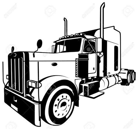 Semi Truck Outline Drawing at PaintingValley.com | Explore collection ...