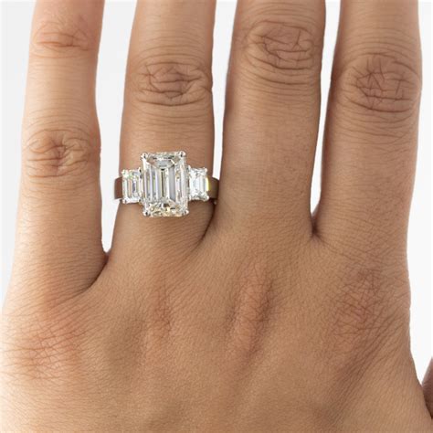 Emerald Cut 3 Stone Engagement Ring Setting in Platinum