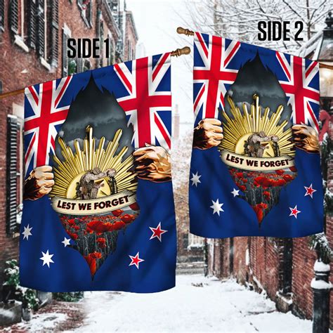 Australia New Zealand Remembrance Day Let We Forget Flag MLN729F - Flagwix