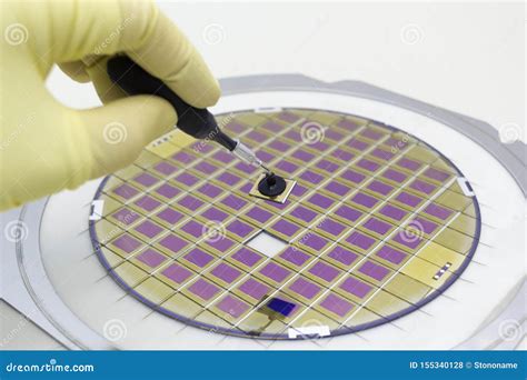 Silicon Wafer with Microchips, Fixed in a Holder with a Steel Frame on ...