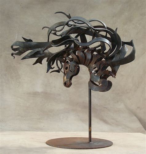 Horse Head Curly Mane Metal Sculpture - Wildlife Sculpture, Public Art ...