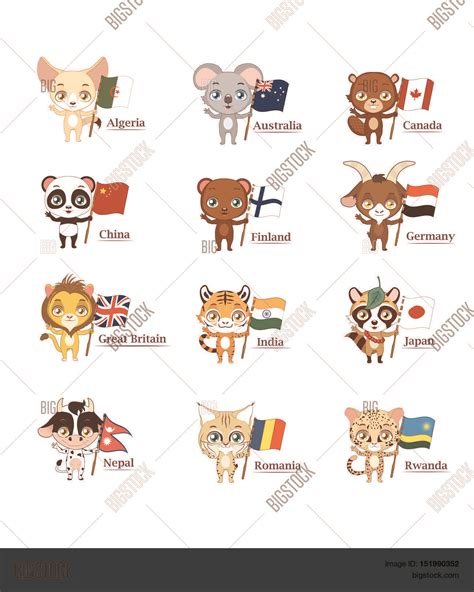 Animals Flags Vector & Photo (Free Trial) | Bigstock