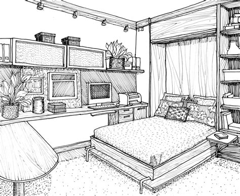 Bedroom Interior Design Drawing | Interior design drawings, Bedroom ...