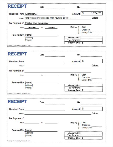 Printable Cash Receipt Template Free - FREE PRINTABLE TEMPLATES