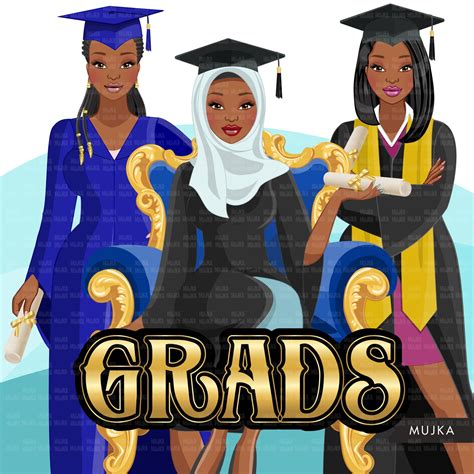 Graduation clipart, Graduates 2021, Grads friends, black woman graduat ...