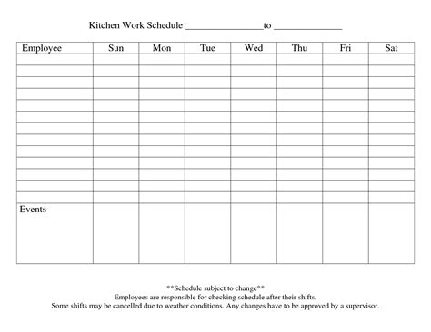 Printable Weekly Employee Schedule Template - Printable Templates