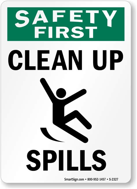 Clean Up Spills (with Graphic) Sign, SKU: S-2327 - MySafetySign.com