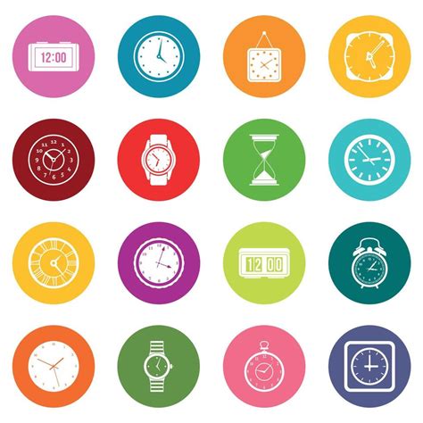 Time and Clock icons many colors set 8821637 Vector Art at Vecteezy