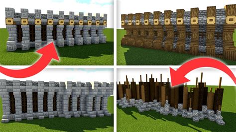 Minecraft | 5 Simple Medieval Wall Designs For Your Castle - YouTube