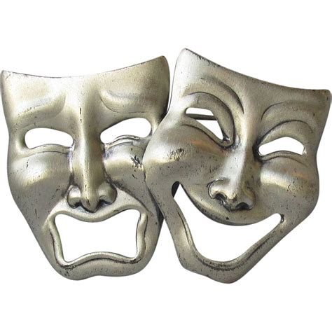 1950's Sterling Comedy & Tragedy MASK Pin Actors Vintage BEAU | Comedy ...