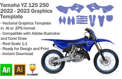 Yamaha YZ 125 250 MX Motocross 2022 2023 Graphics Template - Artabrian ...