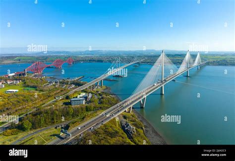 Drone aerial view of forth bridges hi-res stock photography and images ...