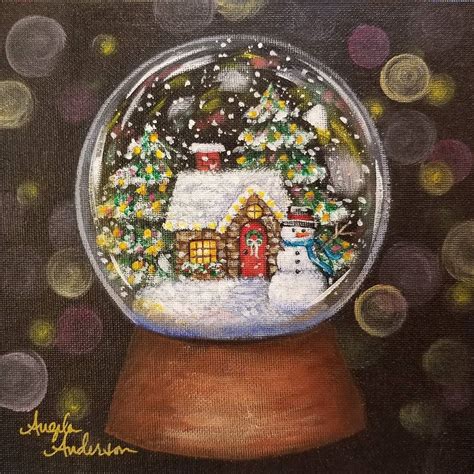 Snow Globe Acrylic Painting Tutorial FREE on YouTube by Angela Anderson ...