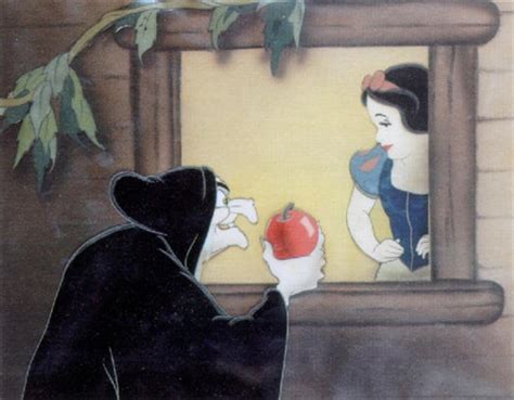 Snow White being offered a poisoned apple by the witch by Walt Disney ...