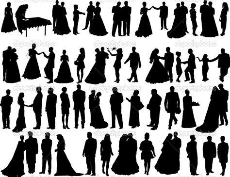 Wedding Party Silhouette Vector at Vectorified.com | Collection of ...