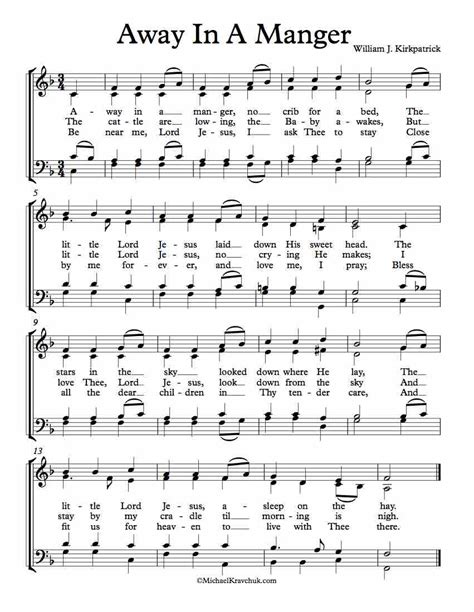 Free Choir Sheet Music – Away In A Manger (Cradle Song) – Michael Kravchuk