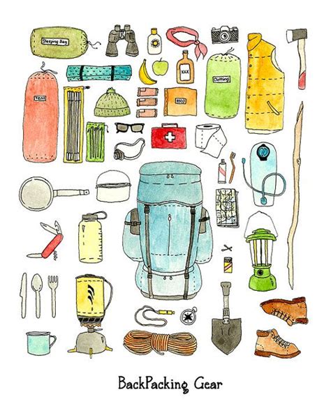 Backpacking Gear Checklist Art Print | Etsy | Backpacking gear ...