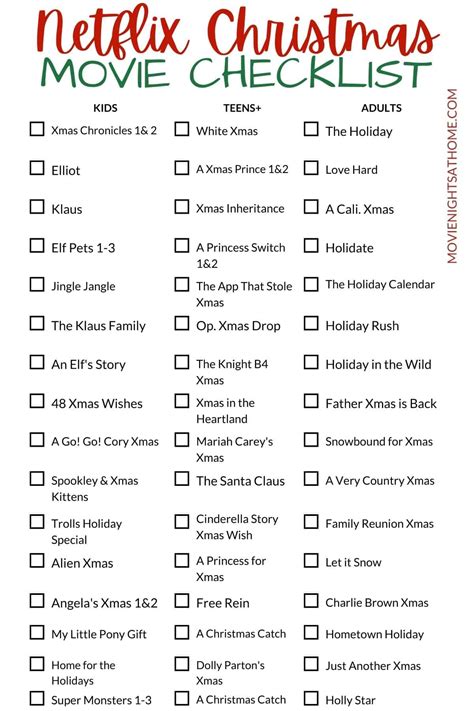 Printable Christmas Movie List