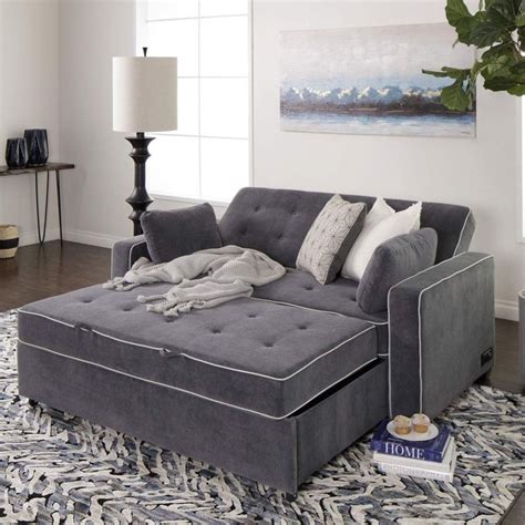 Carlton Queen Pullout Sleeper Sofa with 2 Pillows in Grey | Queen size ...