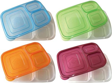 Amazon.com: Bento Lunch Box Food Storage Containers Organizer Divided ...