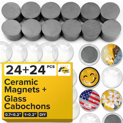 Ceramic Magnets for Crafts with Transparent Glass Cabochons - Clear ...