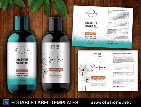 Body lotion Label Template ID37 | aiwsolutions