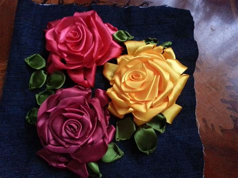 Satin Ribbon Roses | Ribbon embroidery, Silk ribbon embroidery ...