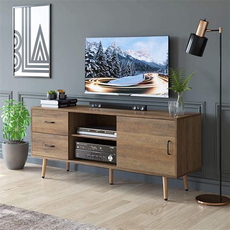 Homfa TV Cabinet Media Console Table, Wood TV Stand for Tvs Up to 60 ...