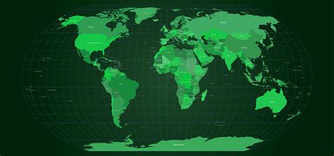 World Map in Green Digital Art by Michael Tompsett - Pixels