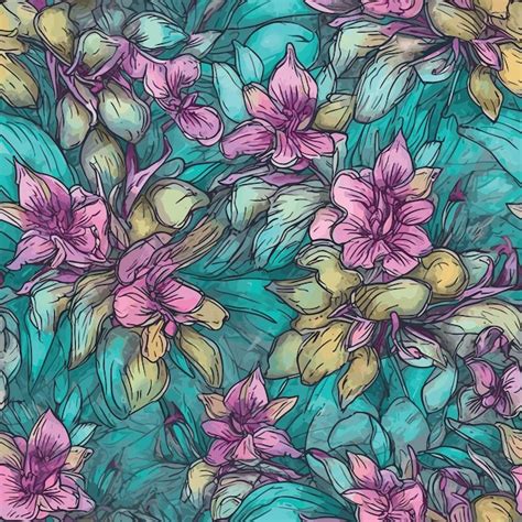 Premium Vector | Seamless colorful orchid pattern